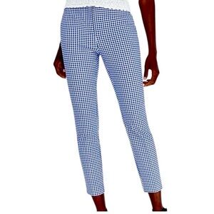 Zara Woman navy white gingham pants High rise Ankle Stretch Size 6 Casual Preppy